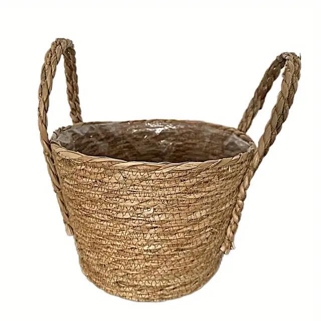 Panier à Plantes Tissé Yardenfun - Cache-Pot En Paille Naturelle - Décoration Intérieure