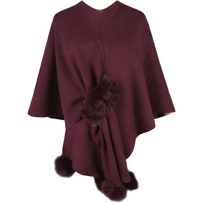 Poncho Cape Femme Hiver Chaud Echarpe Chale Foulard Elegant En Tricot Gilet Cardigan Chic Manteau Epais Avec Pompons u17583 Cdiscount Pret a Porter