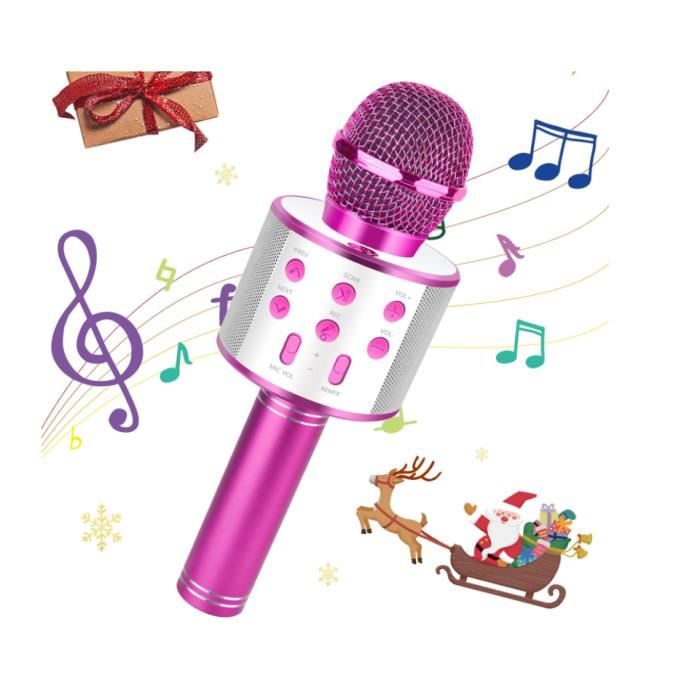 Micro Karaoke, Micro Enfant pour Chanter, Microphone Bluetooth Karaoké sans  Fil pour Enfant 3-14 Ans
