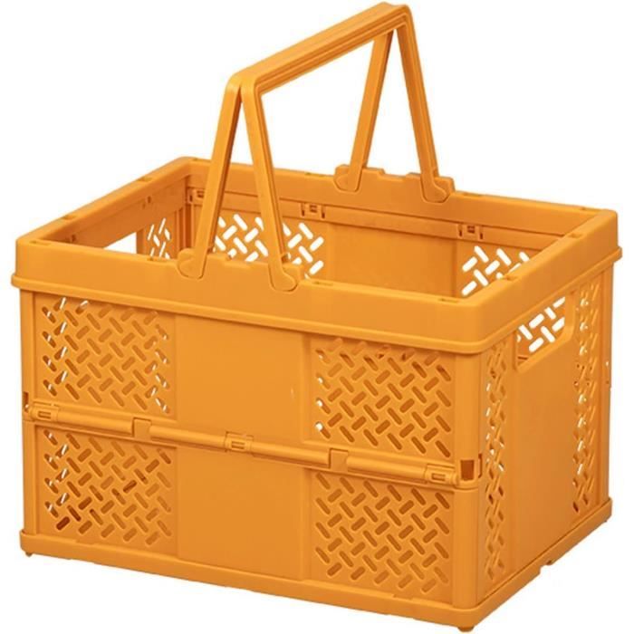 Boîte De Transport Pliable Avec Poignée 37L - Panier Courses Plastique Robuste Blanc/Gris - Compact Et Empilable