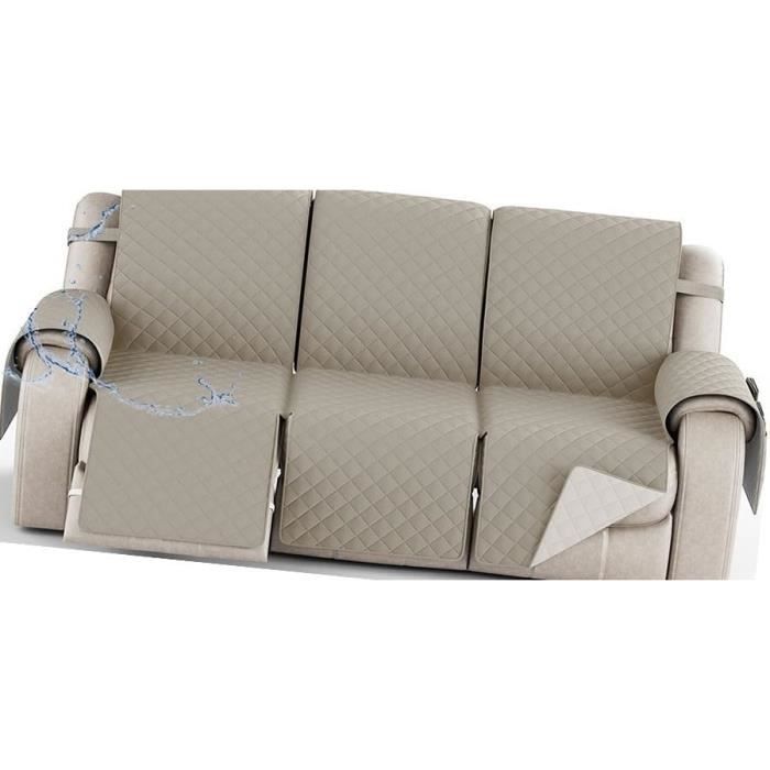 Housse De Siège Inclinable 2 Places Avec Console Centrale - Beige, Motif écossais YUEANG