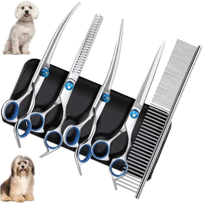 Ciseaux Toilettage Chien Professionnel, Kit Ciseaux de Toilettage pour Chat Animaux, ciseaux à effiler pour animaux de compagnie