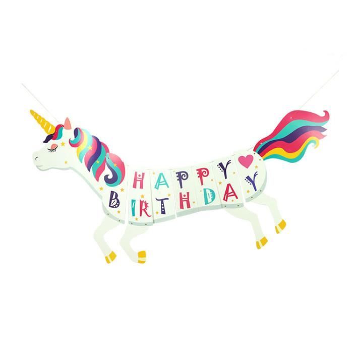 Anniversaire Decorations Papier Licorne Drapeau De Traction Decorations De Fete D Anniversaire 19 Achat Vente Boite A Cotillon Cdiscount
