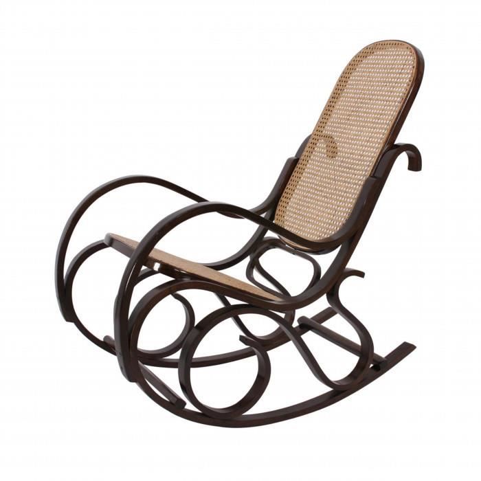 Fauteuil à bascule Tokyo - MYCOCOONING - Noir - Adulte - Bois de noyer et osier