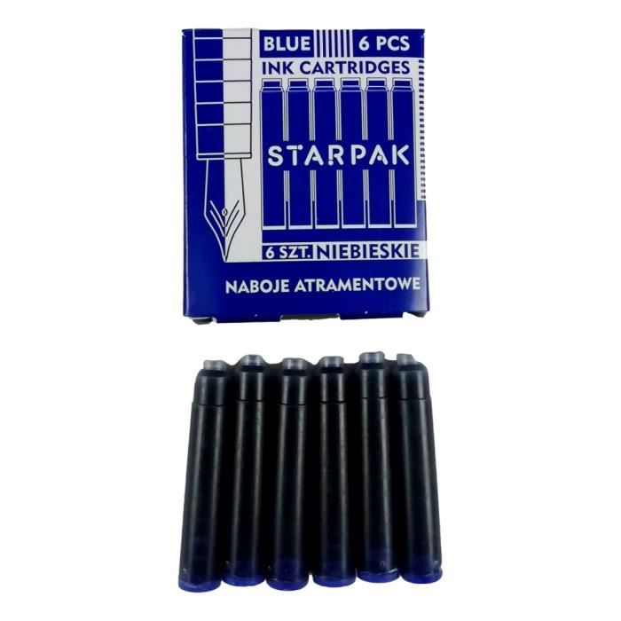 12 Cartouches d'Encre Bleue Effaçable 38x5,5mm Stylo Plume Recharge Standard