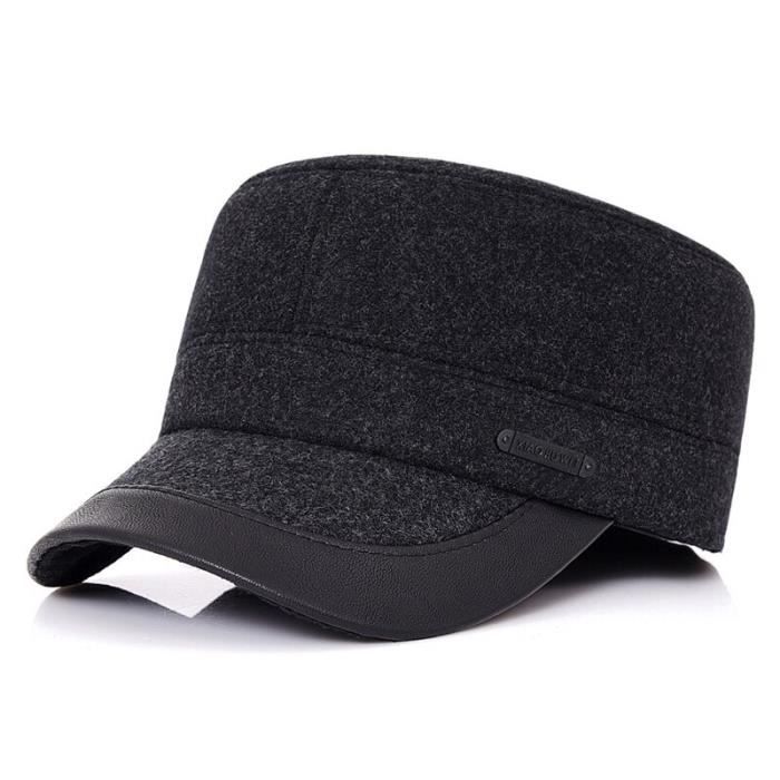 Chapeau dhiver pour hommes âgés béret avec oreillettes chapeau chaud ajustable pour papa casquette p Black Adjustable -GZ344