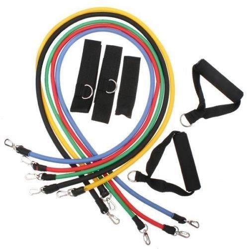 11 pcs / ensemble caoutchouc naturel Latex Fitness bandes de résistance exercice élastique Pul Multicolore