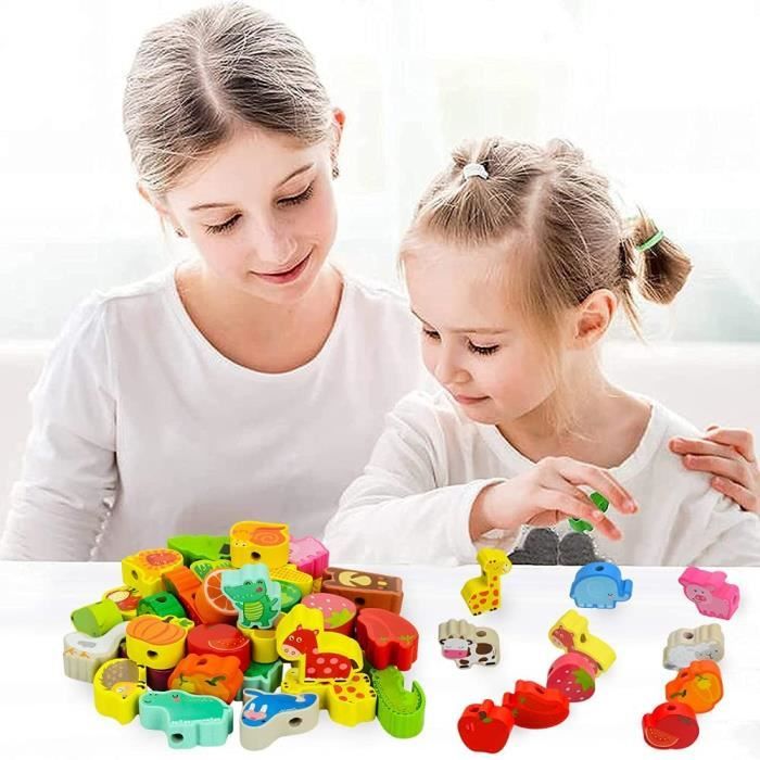 240pcs Automne Perles En Bois, Perles De Thanksgiving Avec Corde