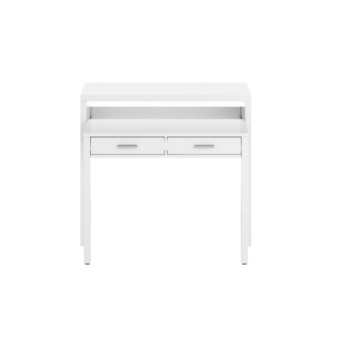 console/bureau nordik - marque - blanc/chêne - extensible jusqu'à 70 cm