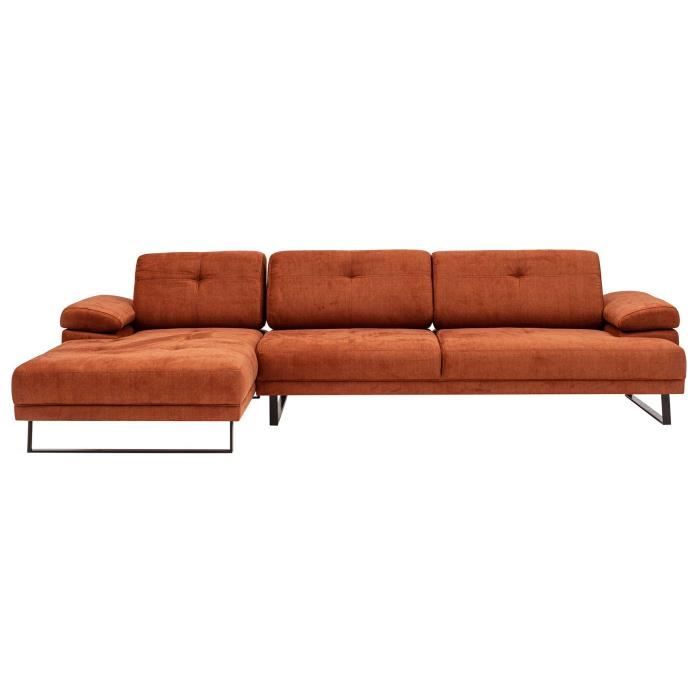 Canapé d'angle 5 places Orange Tissu Contemporain Confort