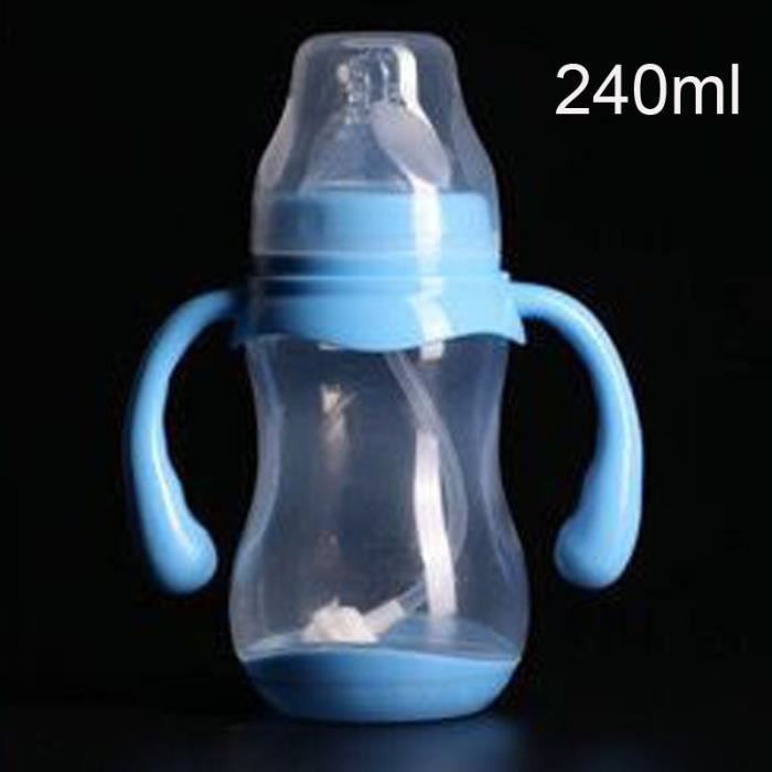 Couleur 240ml Bleu Biberon avec poignée en silicone pour bébé, biberon à  gros calibre, pour boire du lait et - Cdiscount Puériculture & Eveil bébé