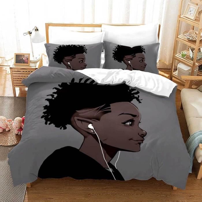 Housse De Couette Africaine 240x260 Cm + 2 Taies 65x65 Cm - Microfibre Douce, Motifs Tribus 3D, Fermeture éclair