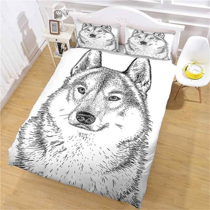 Housse De Couette 140x200cm Motif Chat Doodle Art - Microfibre Ultra Douce, Réversible - Parure De Lit 2 Taies Incluses
