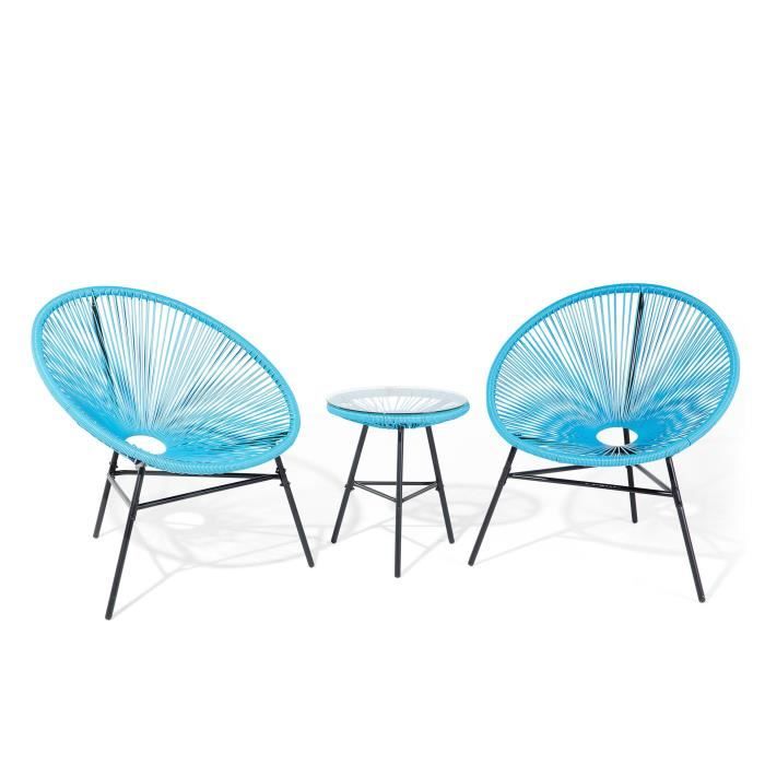 Table Et 2 Fauteuils De Jardin Spaghetti Cordage Bleu