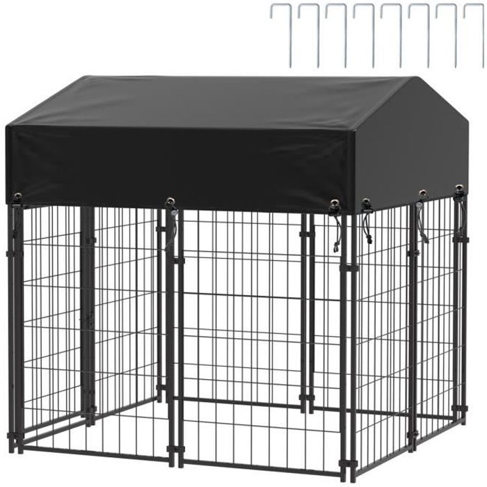 Comparer les prix de BingoPaw Chenil pour Chien Éxterieur Enclos Chien Exterieur avec Toit pour Lapin Poule 127 x 120 x 134 cm