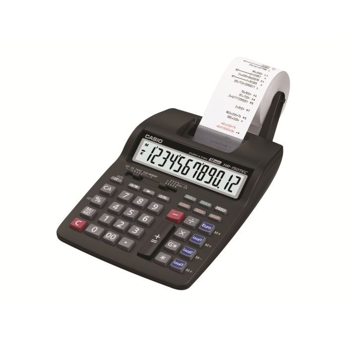 CASIO Calculatrice avec imprimante -  - HR-150TEC - LCD 12 chiffres - Vitesse dimpression 20 lignes/S - Noir 
