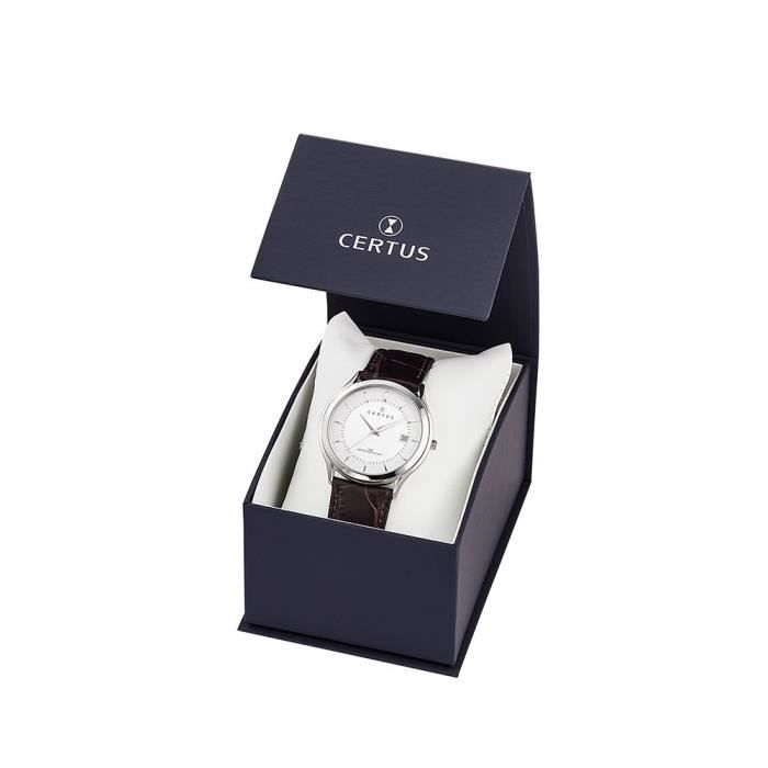 Certus 617006 Montre Homme Quartz Analogique Cadran Argent Bracelet M tal Dor
