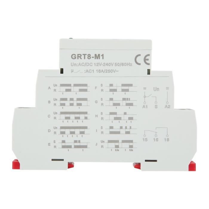 KSTE Relè Temporizzato, GRT8-M1 Multifunzione Relè Temporizzato con 10 funzioni Tempo di Ritardo Relè Montaggio su Guida DIN AC 220V