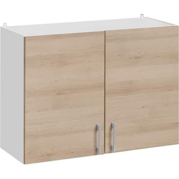 meuble haut de cuisine - cuisineandcie - 2 portes - l 60 cm - décor chêne naturel