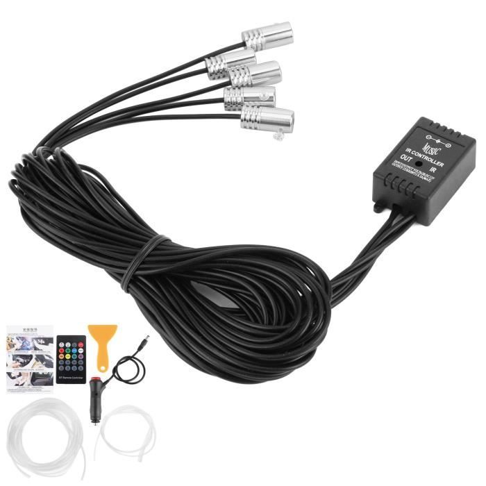 Kit Lumière Ambiante Voiture Bluetooth - Fibre Optique 6m, Contrôle APP, 16 Millions De Couleurs - 5