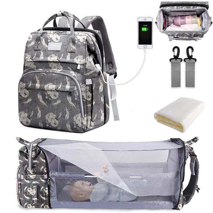 Sac à Dos à Langer avec Matelas à Langer pour Bébé – Grande Capacité Sac à  Couches Multifonction Imperméable Sac de Voyage avec Noir - Cdiscount  Puériculture & Eveil bébé