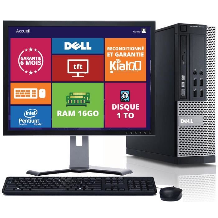 ordinateur de bureau dell optiplex 790  intel dual core 16go ram 1to disque dur avec écran ordinateur 19 pouces - Dell
