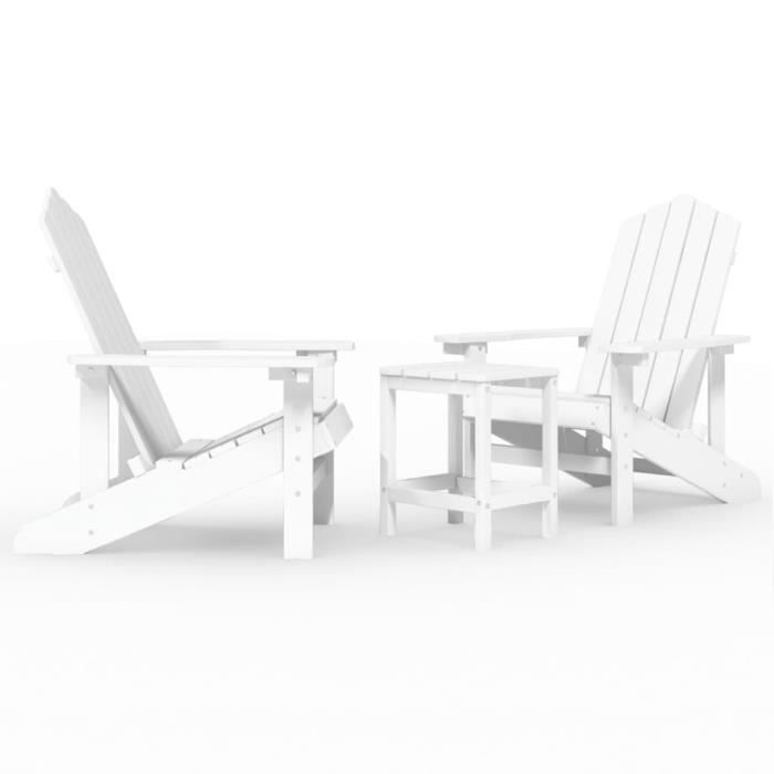 Chaises De Jardin Adirondack En Bois Pin Massif - Lot De 2 - Blanc - 75x77x77 Cm - 110 Kg Par Siège