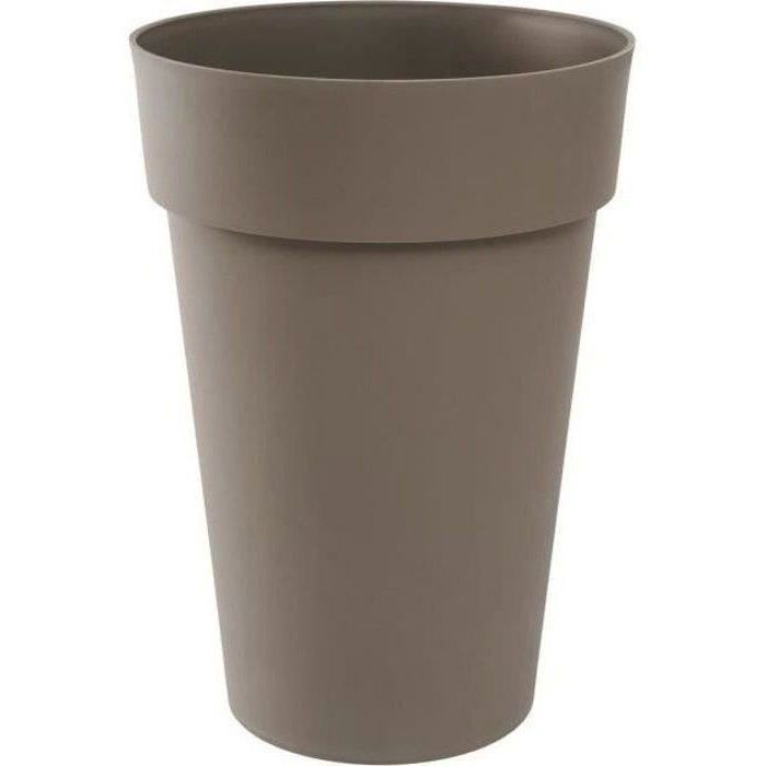 EDA - Pot de fleurs Rond haut- Toscane - Ø 46 x H 65 cm - Intérieur / Extérieur - 67 L - Taupe