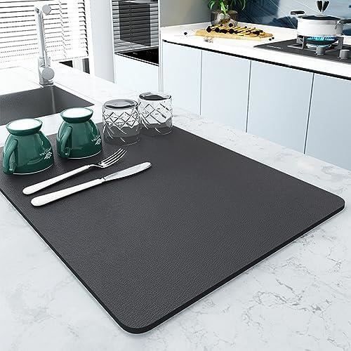 Tapis Absorbant Pour Vaisselle - Microfibre Gris - 30x40cm - Séchage Rapide