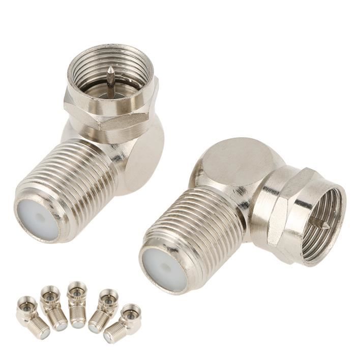 BOOBRIE Lot De 2 Adaptateurs Coaxiaux à Angle Droit De Type F Mâle Vers Femelle - Connecteur Coaxial à 90 Degrés RG6 RG59 - Connecteur Satellite Sky