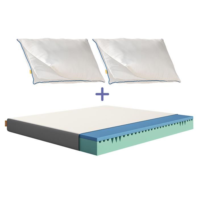 EMMA | Pack Matelas Confort 140x190 cm + 2 Oreillers | Sommeil Réparateur | Indépendance De Couchage | Confort Optimal | Lavables