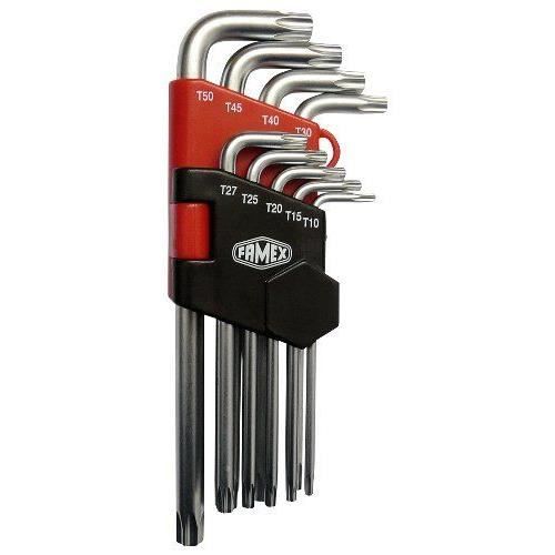 CCLIFE Torx T10-T50 Jeu De 9 Clés Coudées CR-V Avec Poignée Pour Vis Torx Intérieures