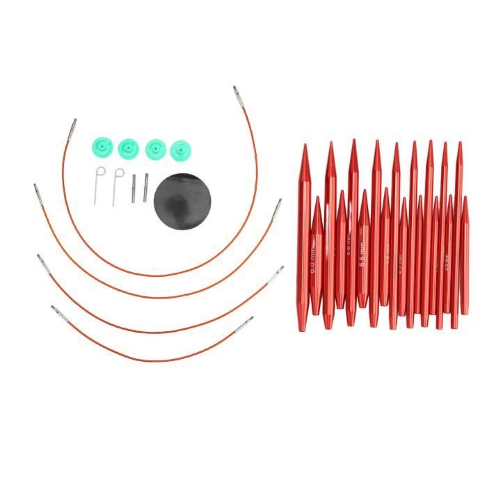 Ensemble Aiguilles à Tricoter Circulaires Interchangeables 3 à 6 Mm - 9 Paires Avec Accessoires