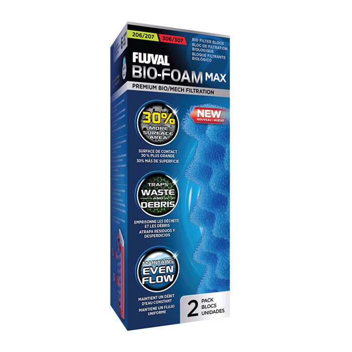 Meilleurs prix pour Filtre de filtration biologique - FLUVAL - Bio-Foam Max - Bleu - 206/207 et 306/307 (lot de 2)