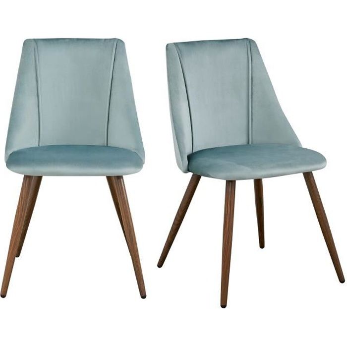 furniturer lot de 2 chaises de salle à manger scandinaves en velours avec dossier carré à double ligne, pour cuisine salon, vert
