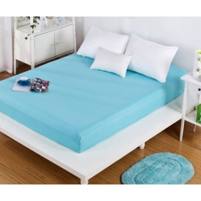 Drap Housse - Home Déco - 90x190 cm - 100% Coton - Turquoise - Tissage Serré Drap Housse - Home Déco - 90x190 cm - 100% Coton - Turquoise - Tissage Serré