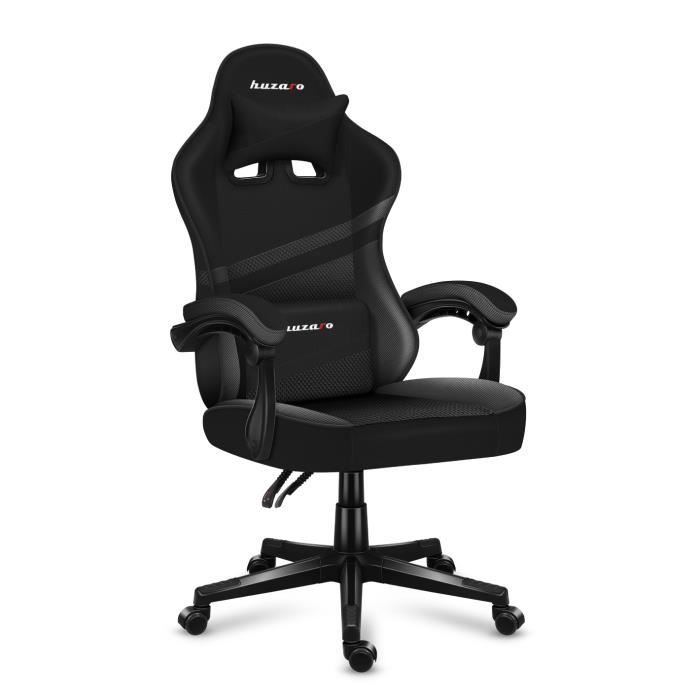 Chaise gaming HUZARO FORCE 4.4 Carbon Hauteur réglable Chaise bureau Support Lombaire Repose-pieds Têtière Pc gaming Cuir