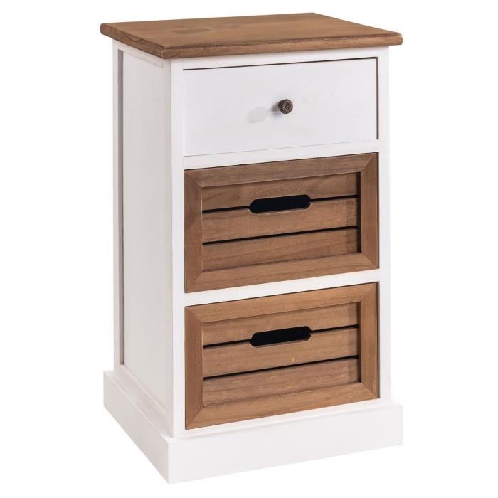 Table De Chevet En Caisse En Bois Table De Chevet Cornelia Petite Commode De Nuit Avec 1 Tiroir Et 2 Caisses De Rangement En Bois De Paulownia Blanc Et Brun Achat Vente Chevet Table De Chevet Cornelia Pe Cdiscount