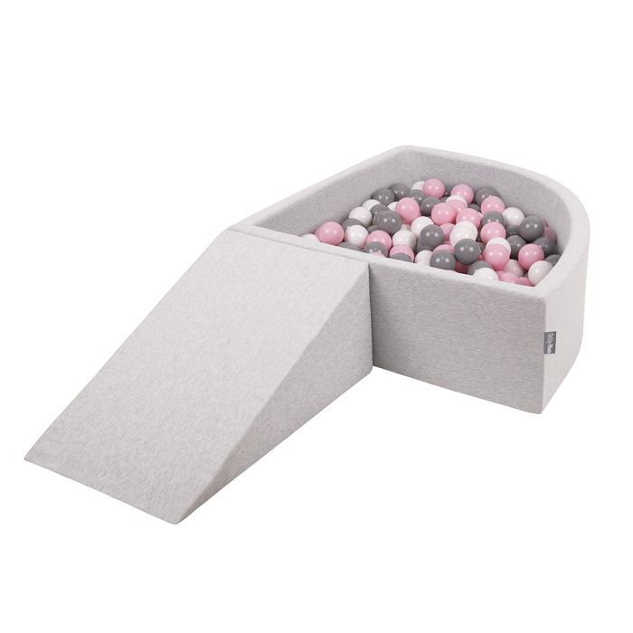 Aire De Jeux En Mousse Avec Rond Piscine à Balles Pour Enfants Bleu Fonce Blanc Gris Menthe Piscine 200 Balles Pente 31535