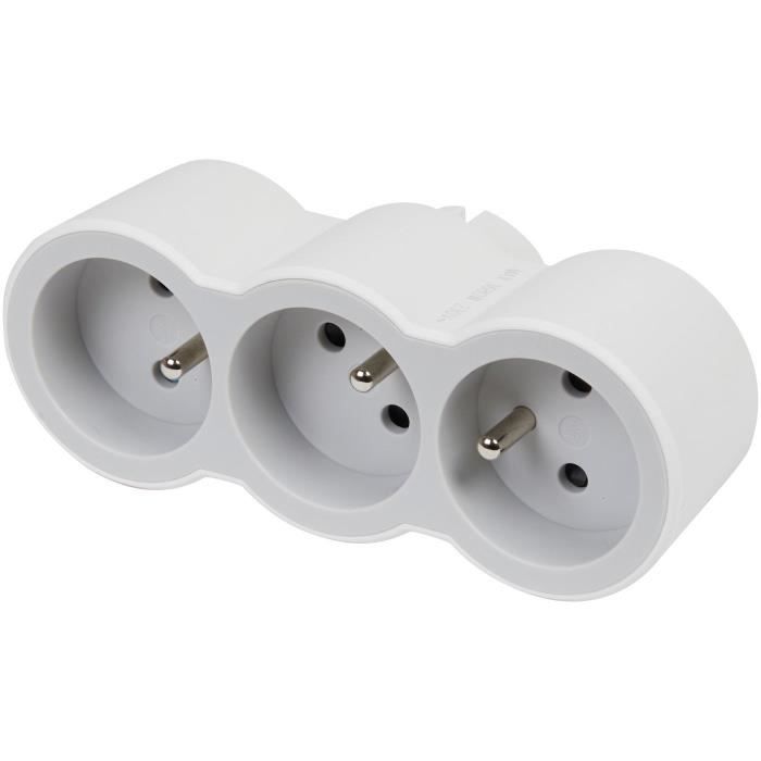 Multiprise 3 prises - Triplite - 3x16A - 2 ports USB - Blanc/Gris