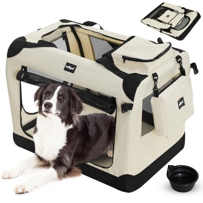Comparer les prix de Leopet® Sac De Transport Pour Chiens - Gamelle, Pliable, Respirant, Taille Xl, Beige - Bagage, Panier Pour Animal De Compagnie, Voyage