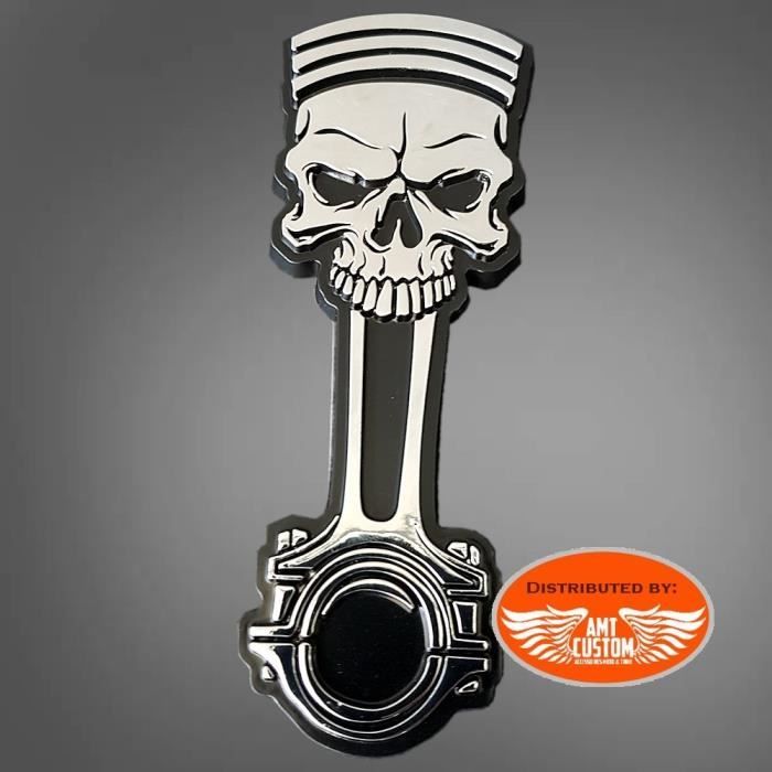 Emblème Adhésif Sticker 3D Skull Tête de Mort Piston Cdiscount Auto
