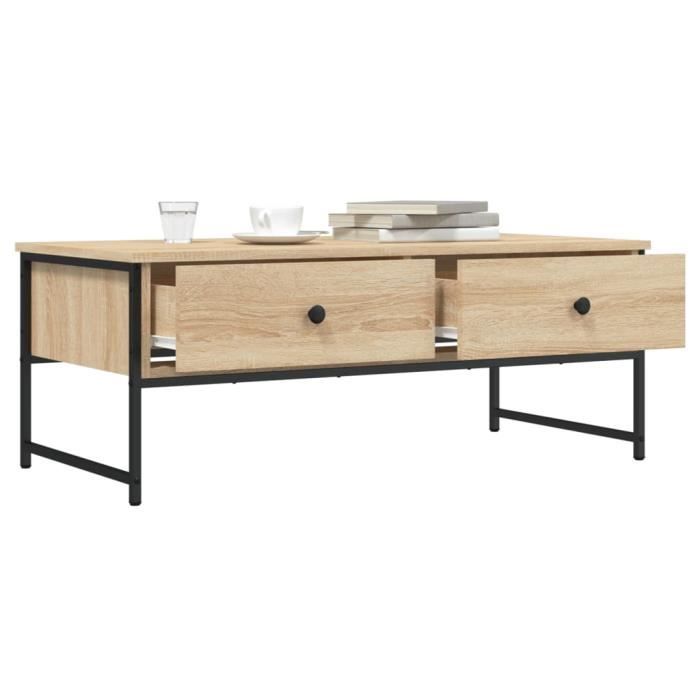 Table basse - MOTHINESSTO - Chêne sonoma - Bois dingénierie - 101x49x395 cm - 80 kg max