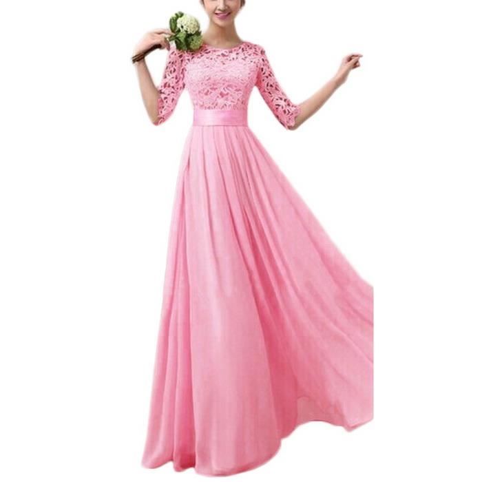Robe Demoiselle D Honneur Femme Dentelle Soiree Cocktail Mariage Ceremonie Rose Rouge Achat Vente Robe Soldes Sur Cdiscount Des Le Janvier Cdiscount