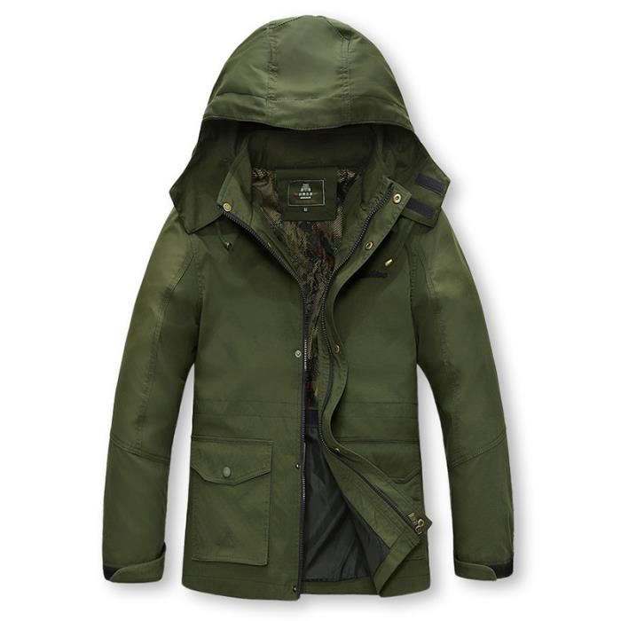 Manteau Homme A capuchon Couleur unie VeTement Masculin