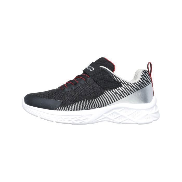 Skechers Skechers Zovrix enfant - Baskets basses mixte noir/argent/rouge scratch et lacets confort exceptionnel