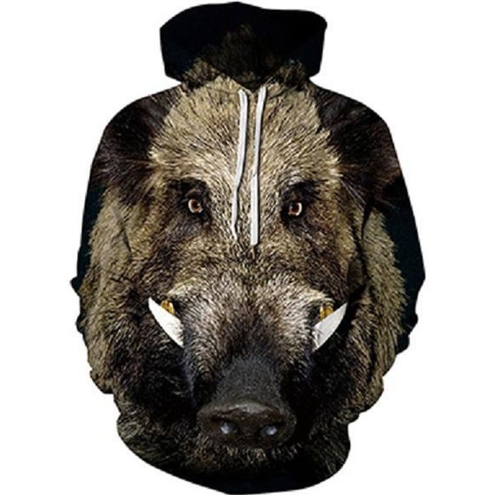 Pull a capuche Mode sanglier 3D sweat a capuche pour homme femmes Animal imprime pull a manches longues printemps automne sweat shi A Cdiscount Pret a Porter