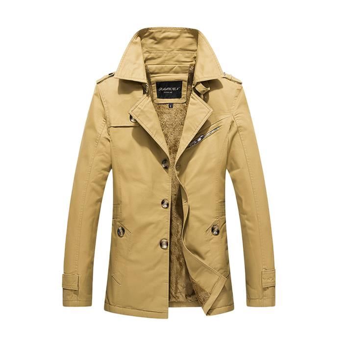 Trench-coat Homme Allthemen - Long, Boutonnage Simple, Coupe-vent - 100% Polyester, Col Et Poignets Réglables - Style Classique Pour Automne Et Affaires