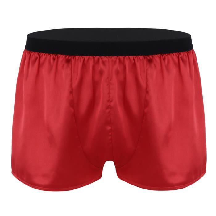 YONGHS FR Homme Bas de Pyjama Boxer Satin Boxeur Trunk Short Calecon Sous vetement M XL Rouge Rouge Cdiscount Pret a Porter