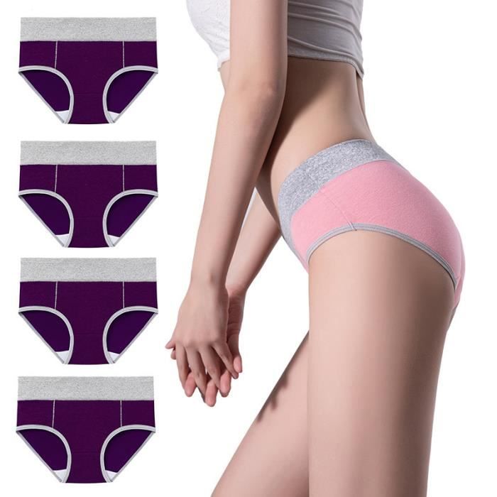 Lot De 4 Culottes Femme Taille Haute Gainantes - Ventre Plat, Respirant, Doux - MIOTAN - Taille S à XXL
